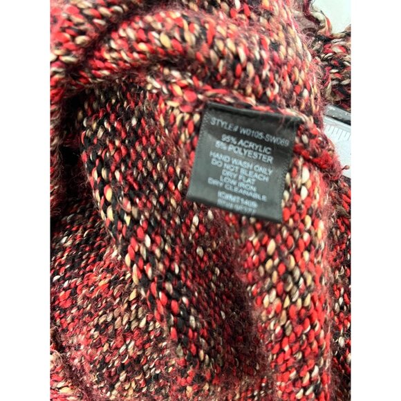 Sanctuary Chunky Knit Fringe Sweater Red Black Fair Isle Boho Size Small - Picture 7 of 16